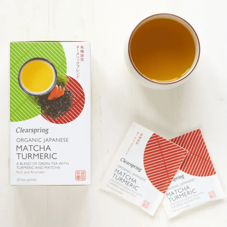 Clearspring Økologisk Grøn Te med Gurkemeje og Matcha 20 breve
