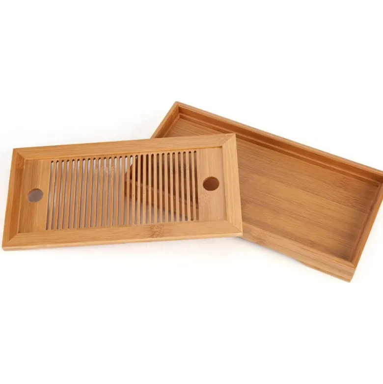 Gongfu Te Ceremoni Serveringsbakke Bambus 27x14cm
