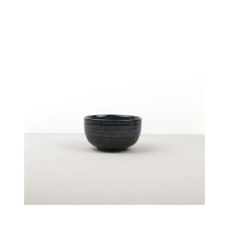 Japansk Keramik Chawan Matcha Skål 13cm Blå Kobber Hvirvel