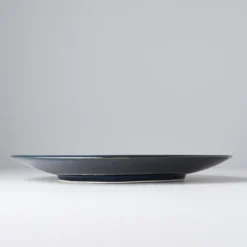 Japansk Keramik Rundt Fad 29cm Blå Kobber Hvirvel
