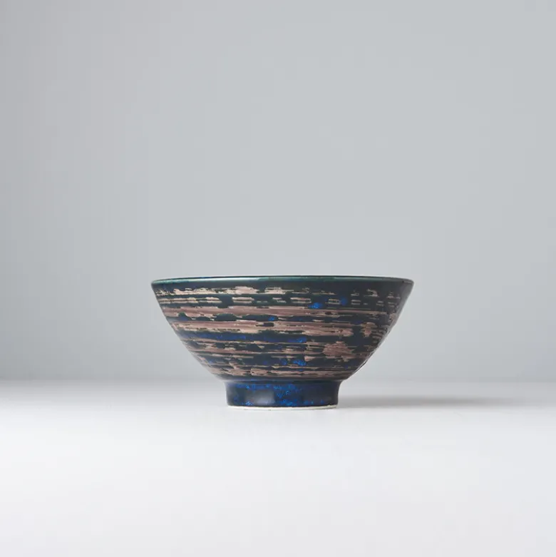 Japansk Keramik Skål 16cm Blå Kobber Hvirvel