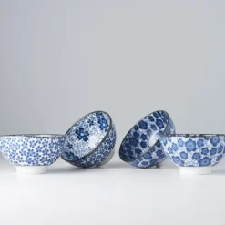 Japansk Keramik Sæt 4 Skåle 12cm Sakura & Ume