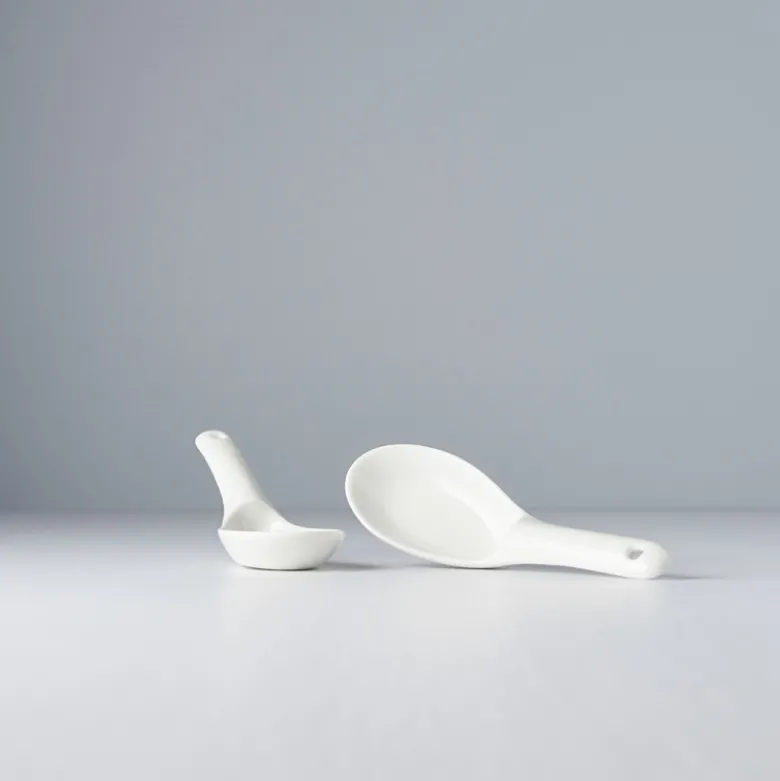 Japansk Keramik Suppeske 15cm Hvid