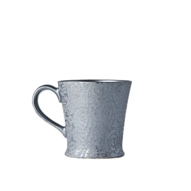 Japansk Keramik Te Kop 250ml Black Scroll m/Håndtag