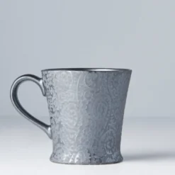 Japansk Keramik Te Kop 250ml Black Scroll m/Håndtag