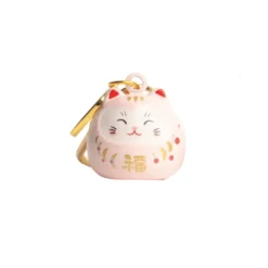 Maneki Neko Klokke Nøglering 1 stk. - Flere Farver