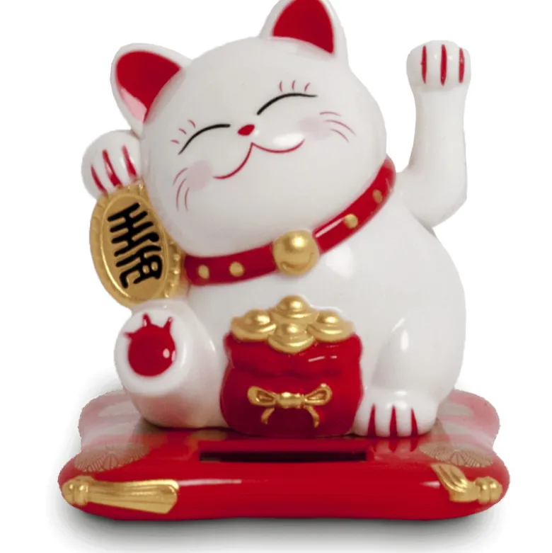 Maneki Neko Vinkekat/Lykkekat Solcelle 7,5cm