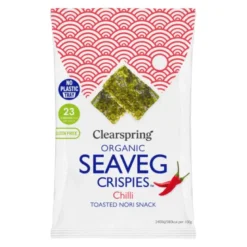 STOP MADSPILD (BEDST FØR 28/11/25) - Clearspring Seaveg Crispies Chili - Økologiske Tang Chips