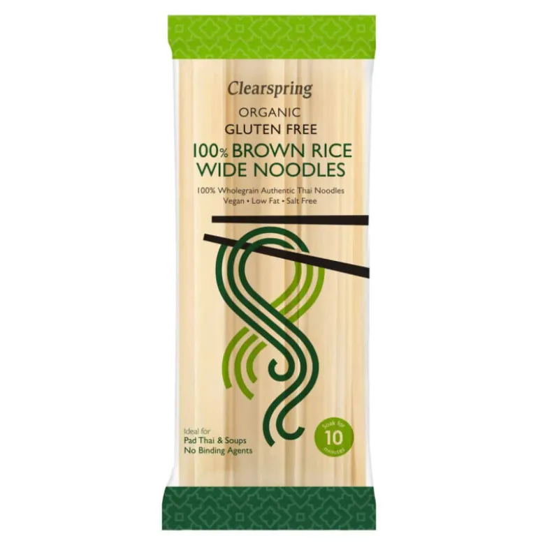 STOP MADSPILD (BEDST FØR 23/01/26) - Clearspring 100% Brune Ris Brede Nudler Økologisk 200g