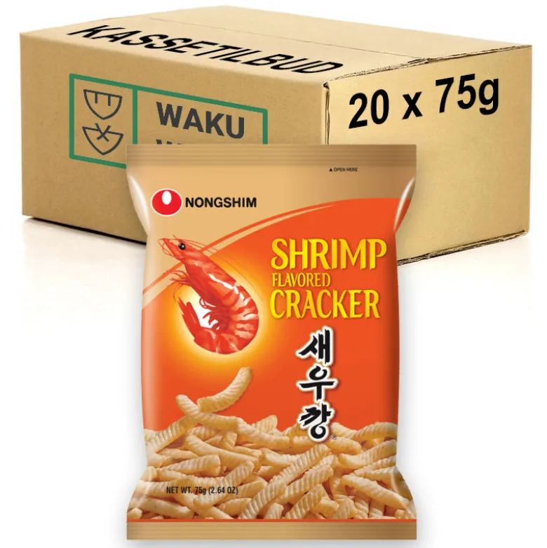 STOP MADSPILD (BEDST FØR 01/01/26) - KASSETILBUD (20 stk.) - Nongshim Saeukkang Original Shrimp Snack