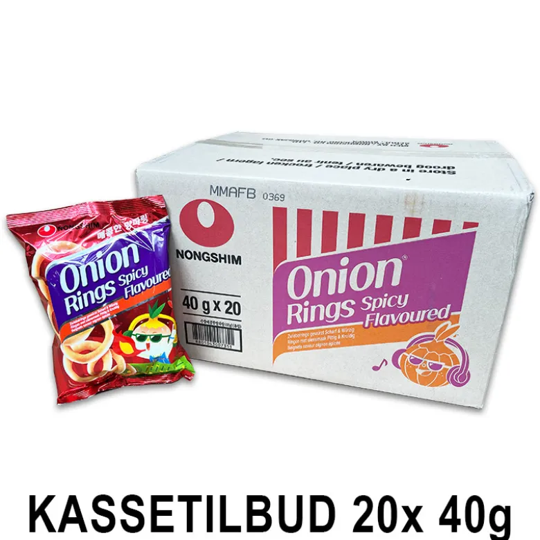 STOP MADSPILD (BEDST FØR 27/11/25) - KASSETILBUD - Nongshim Hot & Spicy Chili Onion Rings Snack