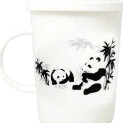 Te Kop Med Filter og Låg - Panda Motiv