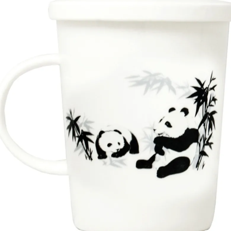 Te Kop Med Filter og Låg - Panda Motiv