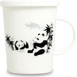 Te Kop Med Filter og Låg - Panda Motiv