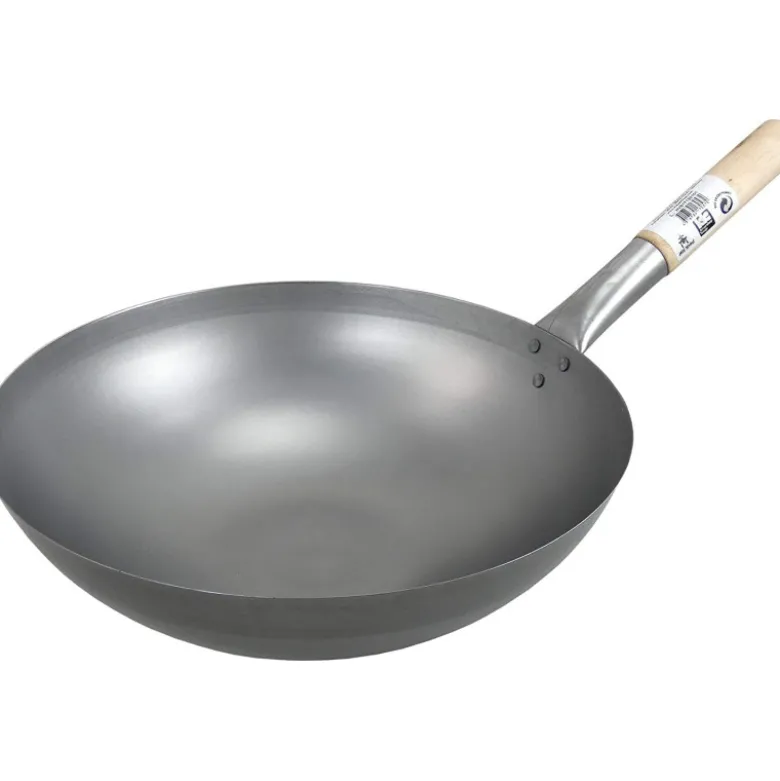 Wok Pande Carbon Stål Rund Bund 33cm